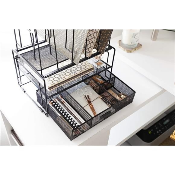 Black Workspace Desk organizers and Storage and Accessories Desktop Rack - Picture 4 of 6